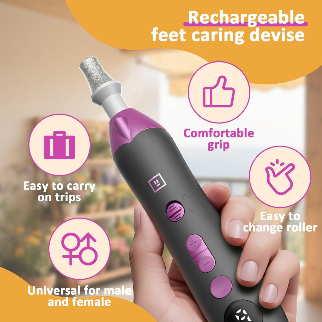 Callus Remover for Feet, Electric Foot Callus Remover - 8 Grinding Heads, 9 Speeds, Rechargeable Foot File - Professional Pedicure Tool for Hard Skin, Calluses & Cracked Feet