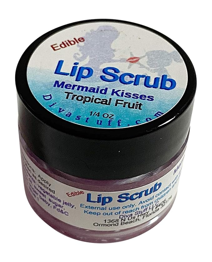 Diva Stuff Ultra Hydrating Lip Scrub for Soft Lips, Gentle Exfoliation, Moisturizer & Conditioner, ¼ oz - Made in the USA (Mermaid Kisses)
