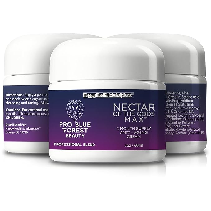 Our Best Anti Wrinkle Anti Aging Cream - Nectar Of The Gods Max - 2 Month Supply - Anti Aging Reactivate Serum For Women & Men - Premium Anti Age Moisturizer For Men & Women - Pro Blue Forest Beauty