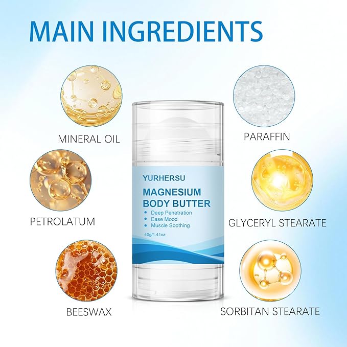 Magnesium Body Butter, Body Moisturizing Stick, Deeply Nourishing Soft Smooth Skin, Lightweight Delicate Texture Quickly Absorbed Non-sticky Reduce Stress For Skin Care