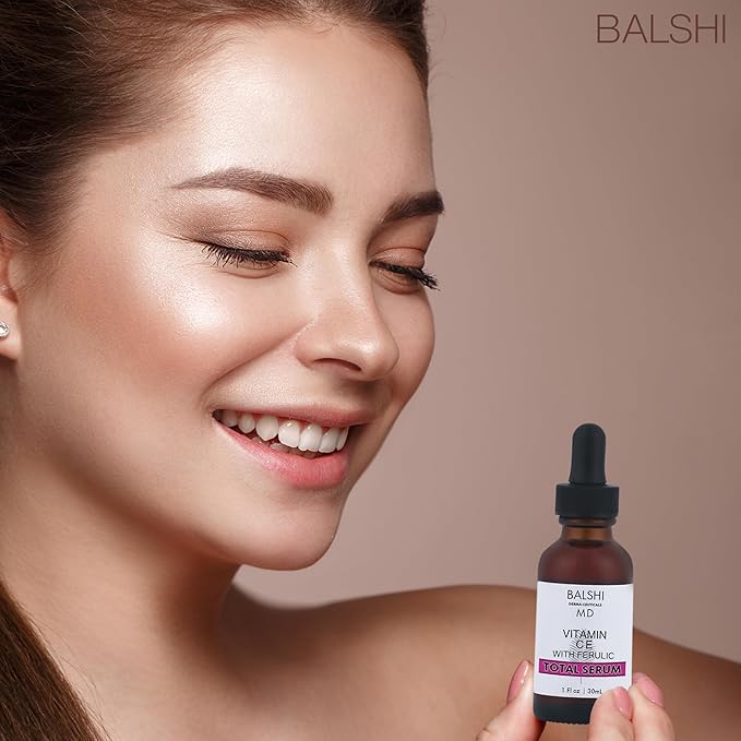 TOTAL SERUM - Vitamin C E with Ferulic Acid Serum - w/L Ascorbic Acid, Hyaluronic Acid, Glycerin, and Sodium PCA - Vitamin C Serum with Ferulic Acid Use to Boost Defense, Brighten, Firm, Hydrate, 1oz