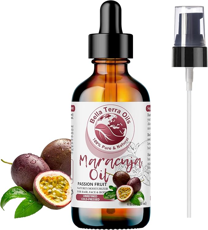 Bella Terra Oils - Maracuja Seed Oil 4oz - Dive into The Passion Fruit's Nutritional Profile, Enriched with Vitamin A & Essential Fatty Acids, for Natural Skin Nourishment