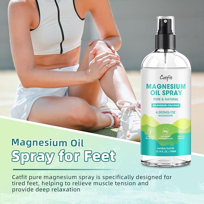Magnesium Oil Spray - Pure & Natural Magnesium chloride Oil High Potency Trace Minerals - Topical Magnesium Spray for Feet and Sleep, Soothing Muscles, Mood Support - High Absorption - 390ml(13.19 Oz)