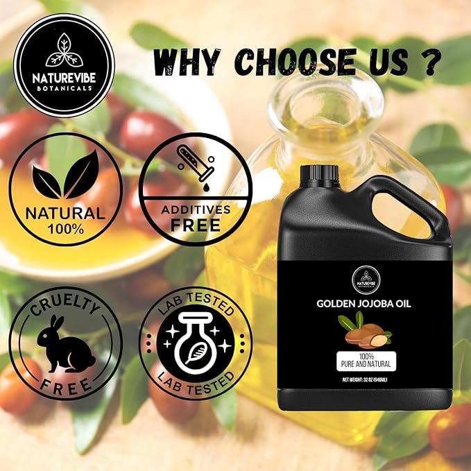 Naturevibe Botanicals Jojoba Oil 32 Ounces | 100% Pure and Natural | Great for Skin Care and Hair Care