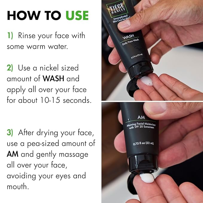 Tiege Hanley Mens Skin Care Gift Box Set, Bronze - Men's Skincare Set Includes Face Wash, Facial Moisturizer with SPF 20 Sunscreen & Moisturizing Lip Balm