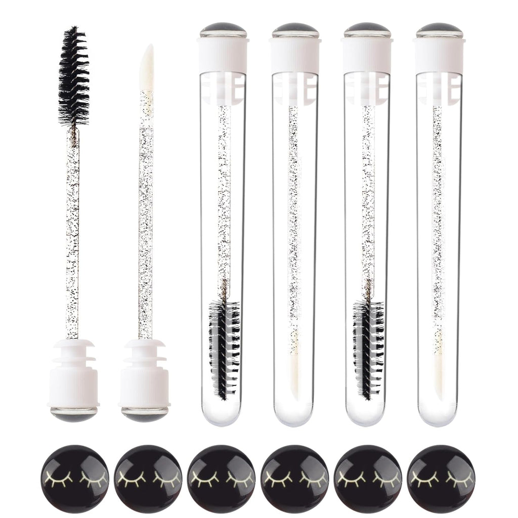 48 Pieces Disposable Mascara Wands Set,Include 24 pcs Disposable Crystal Lash Spoolies Brush and 24 Pieces Reusable Diamond keychain Empty Eyelash Brush Tubes for Women Girls Makeup Brush Kit