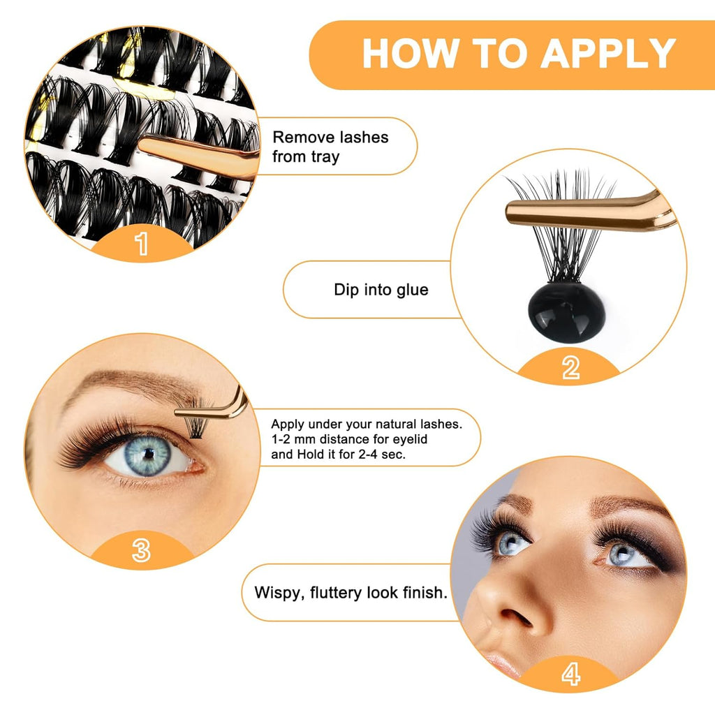 B&Q Lash Clusters 280PCS Eyelash Clusters, 40 50 D 9-16MIX Individual Lash Comfortable Eyelash Extension, Classic Look Pestañas Postizas (4050D)