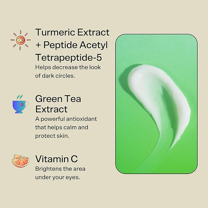 Bubble Skincare Morning Rays Brightening Eye Cream - Vitamin C Under Eye Cream for Dark Circles & Puffiness - Enriched with Green Tea Extract to Calm, Protect & Soothe Skin (15ml)