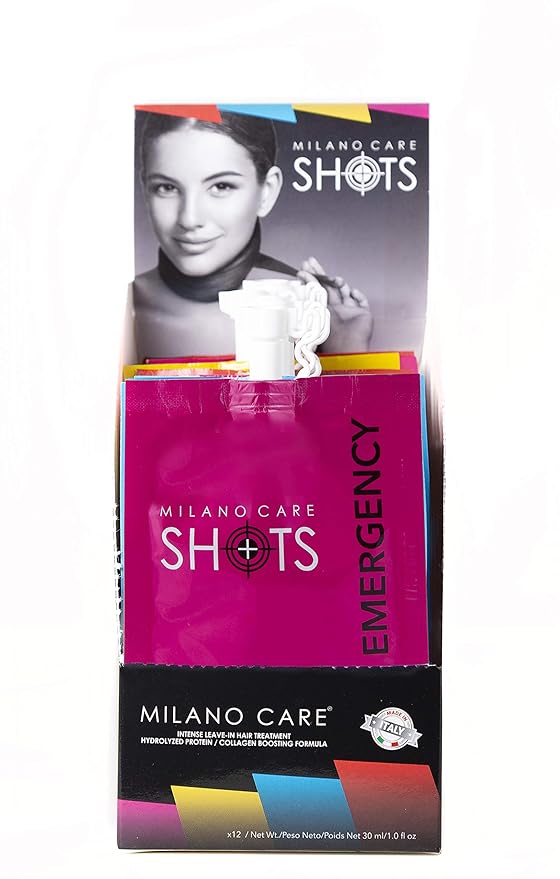 Shots – Emergency Keratin Mask – Nourishing Collagen Hair Treatment with Biotin – Hydrating Deep Conditioner for Dry or Damaged Hair – Leave-In Protein Mask, 2x1-1 fl oz Packet