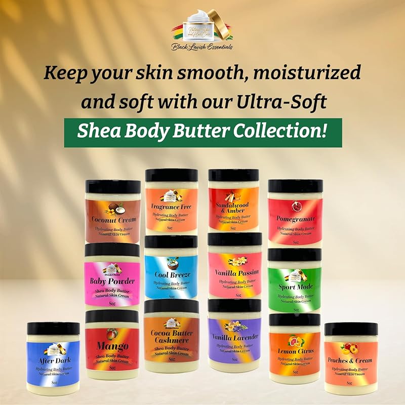 Ultra-Soft Shea Body Butter, Dry Skin Cream for Radiant Moisturized Skin, Natural Hydrating Body Lotion with Aloe Vera, Argan Oil, Rosehip Oil, (Vanilla Lavender, 8oz)