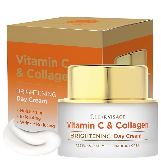 Vitamin C Moisturizer with Collagen - Korean Anti-Aging Cream - Brightning & Hydrating For Fine Lines & Wrinkles - Dermatologist Tested, Cruelty-Free Skin Care - All Skin Types - 1.69 oz