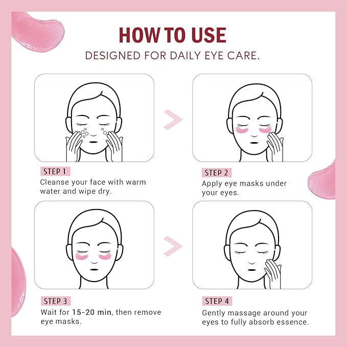 Under Eye Patches for Dark Circles,Puffy Eyes,20 Pairs Face Masks SkinCare With Niacinamide and Rose for Rehydrated