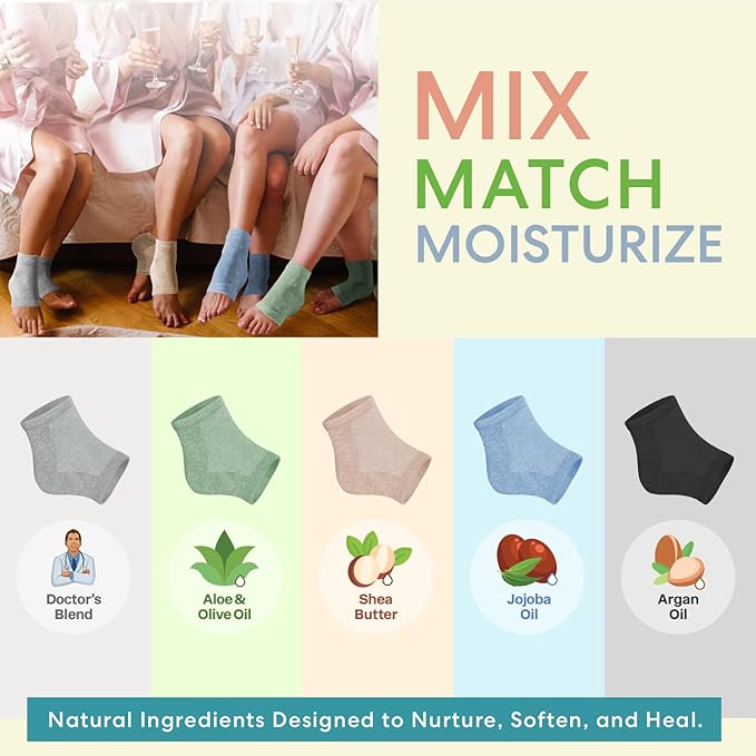 Dr. Frederick's Original Moisturizing Heel Socks for Cracked Heel Treatment - 6 Pairs - Socks for Dry Feet - Cracked Skin Repair & Overnight Hydration - Foot Care for Women & Men - Power Pack