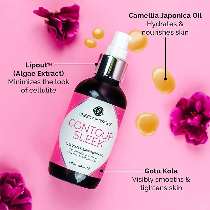 Contour Sleek Cellulite Smoothing Oil - Intensive Anti Cellulite Skin Tightening & Firming Body Oil with Gotu Kola - Natural Detox Oil for Cupping Massage or Lymphatic Drainage Treatment