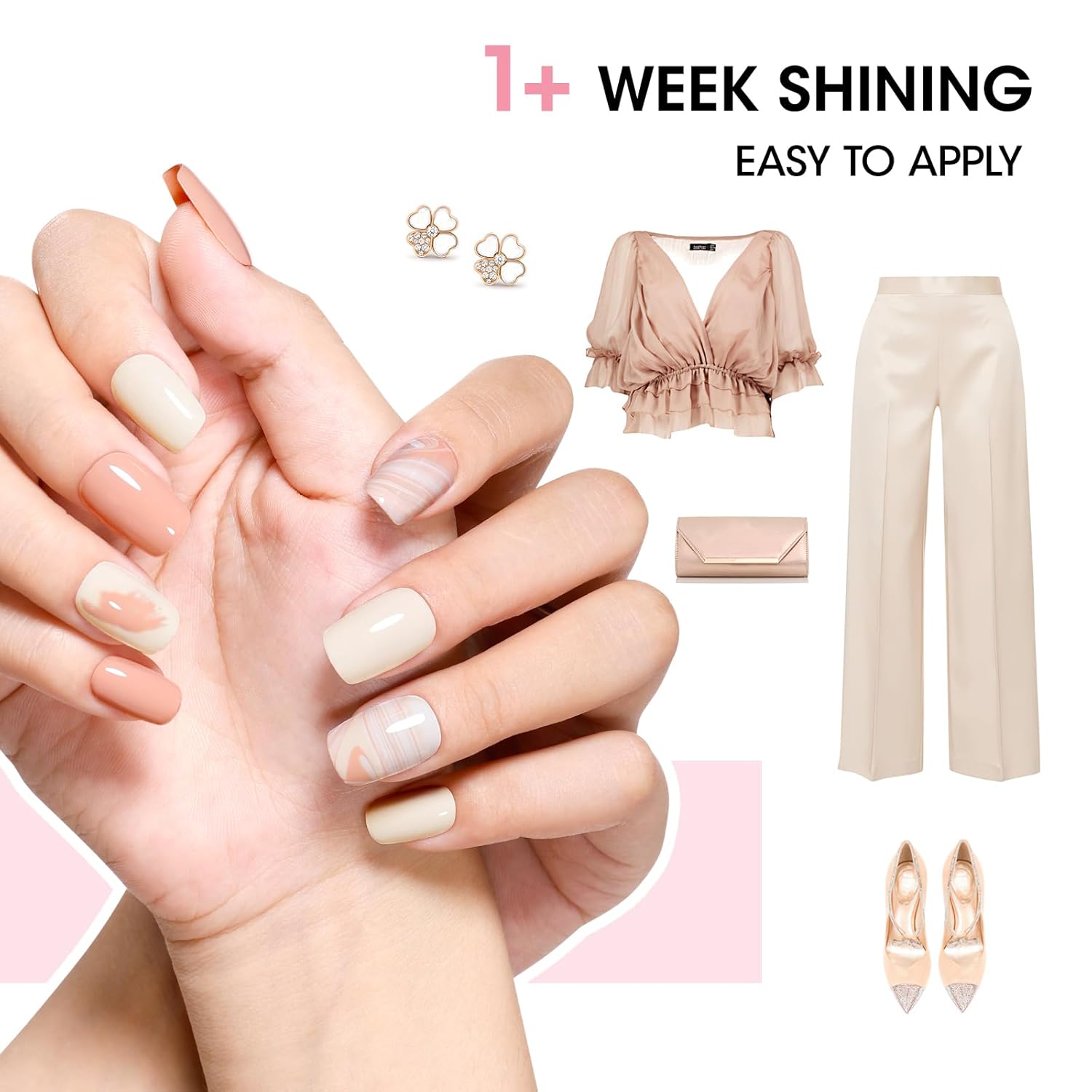 GELLEN Nude Nail Polish, Quick Air Dry Natural Traditional Regular Nail Polish 6 Colors Nude Pink White Set for Acrylic Natural Nails Home Salon, Non Gel, No UV, Chip Resistant, Hema Free, Non-toxic