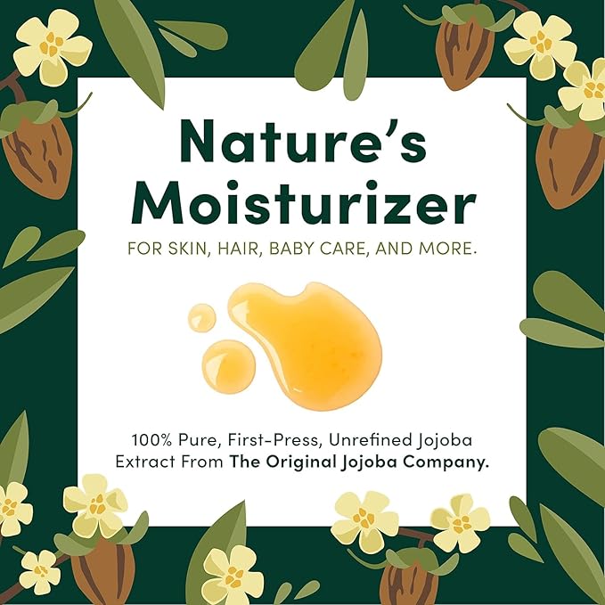 HobaCare 100% Pure, Unrefined Jojoba Oil for Skin & Nails - Moisturizing Body Oil & Face Moisturizer for Dry Skin - Natural Treatment for Hair & Beard Care (128 fl oz)