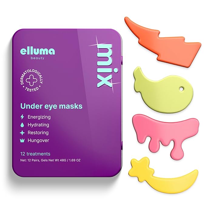 Under Eye Patches 12 Pairs of Themed Hydrogel Eye Gel Pads - For Puffy Eyes and Dark Circles, Under Eye Bags, Wrinkles - Mix Set | Energizing, Hydrating, Restoring, Hungover