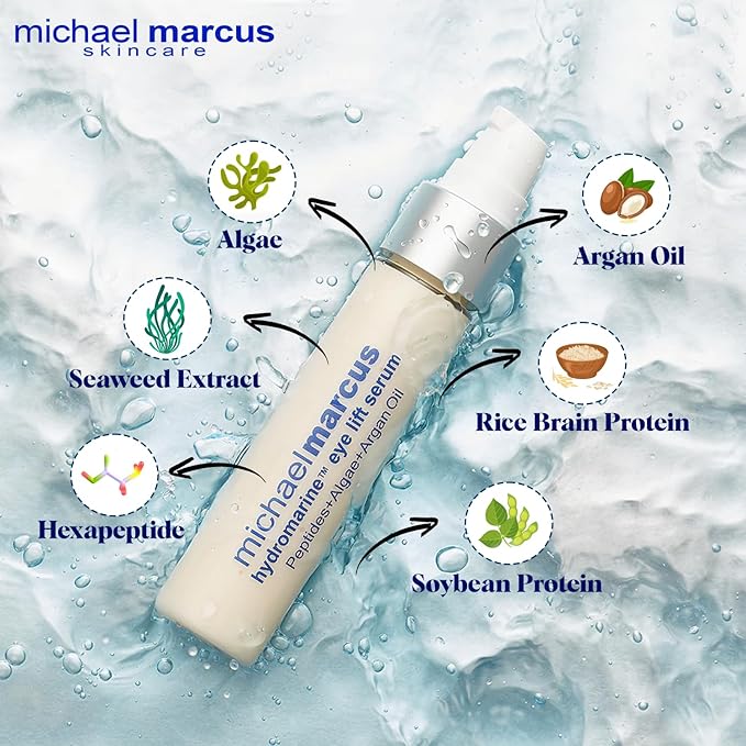 Micheal Marcus Hydromarine™ Eye Lift Serum - Reduces Wrinkles, Puffiness, Fine Line & Dark Circles - Under Eye Serum Improves Skin Elasticity, Skin texture & Brighten Complexion (30ml, 1 fl. oz)