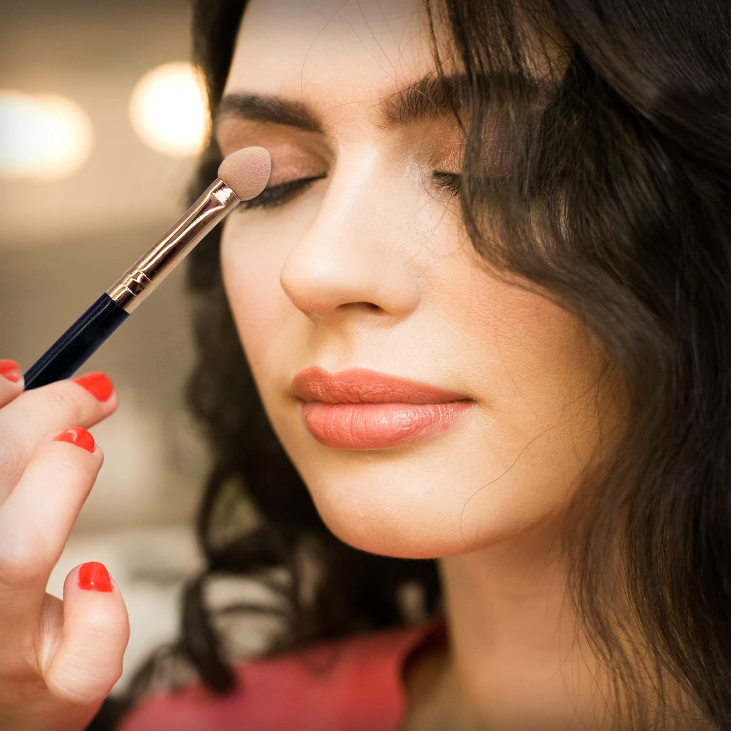 Eyeshadow Applicators Double Sided Sponge Tip Foam Reusable，20Pcs Professional Organic Long Handle Washable Makeup Eye Shadow Brush Set