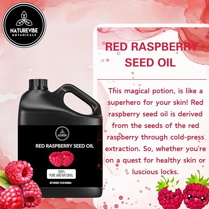 Naturevibe Botanicals Red Raspberry Oil 32 Ounces | 100% Pure and Natural | Great for Skin Care and Hair Care