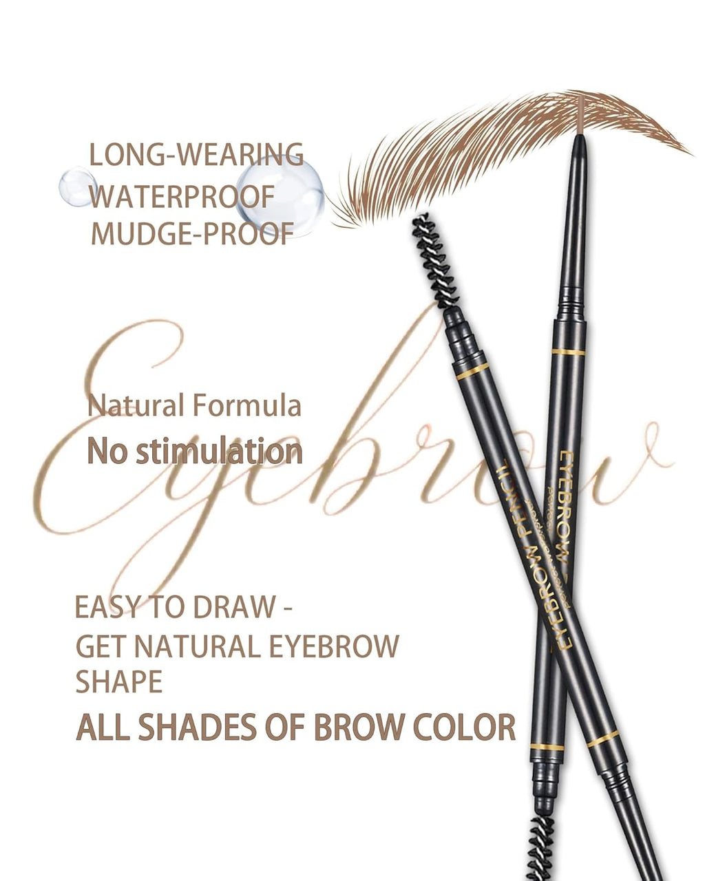 Medium Brown Eyebrow Pencils for Women, 12Pcs Ultra Slim Eyebrow Pencil with 2 Brow Razors Kit, Double Head 1.5mm Micro-Fine Tip & Spiral Brush, Can Draw Fine and Long-Lasting Brows Makeup