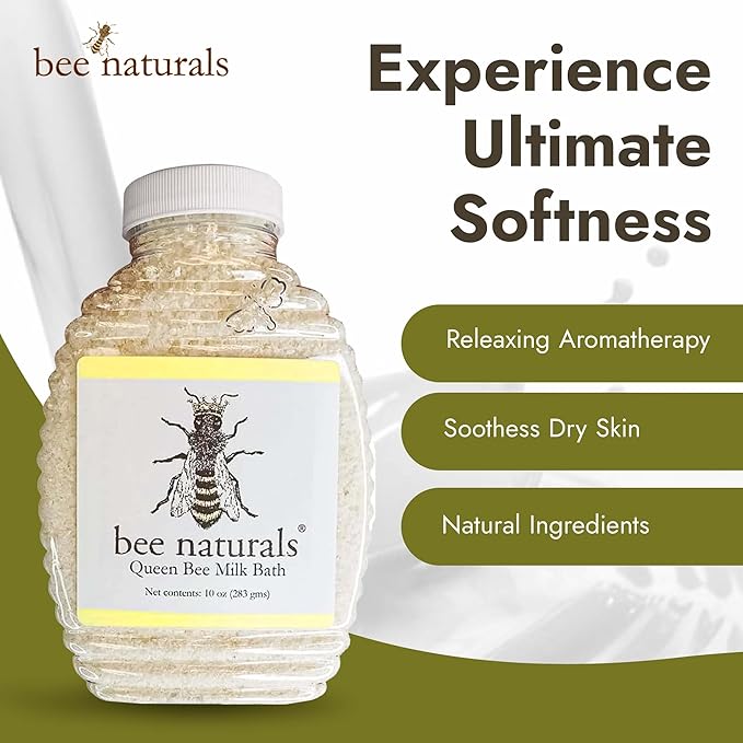 Bee Naturals Queen Bee Milk Bath - 10oz Orange Scented Epsom Salt Bath - Relaxing & Nourishing - for Soft Skin - All Ages