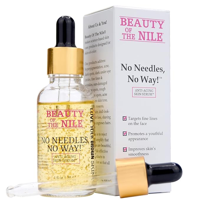 No Needles, No Way!™ Anti Aging Serum for Skin-of-Color, Wrinkles Dark Spots Hydrate Smooth Even Tone Retinol Hyaluronic Acid Beauty of the Nile® 1 Oz