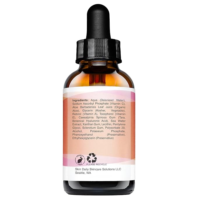 Antioxidant Vitamin C Serum for Face- Infused with Electrolytes, Hyaluronic Acid, Retinol - 1 oz