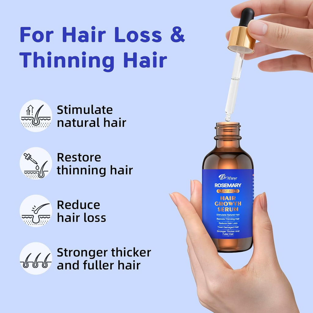 Hair Growth Serum with Rosemary Oil & Saw Palmetto - 100% Natural Plant-Based Formula to Stimulate Follicles, Revive Roots for Visibly Thicker Fuller Hair, Reduce Shedding and Loss For Men & Women