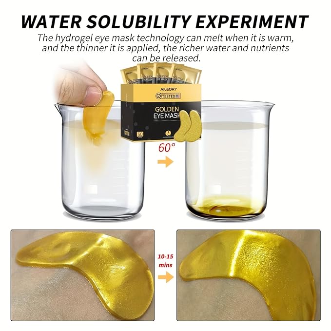 Under Eye Patches (30 Pairs) – 24K Gold Collagen Eye Masks for Puffy Eyes, Dark Circles, Bags, and Wrinkles – Soothes, Smooths, and Revitalizes Tired Skin