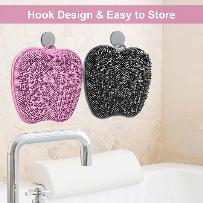 BESKAR 2Pack Shower Foot Scrubber Mat, Foot Scrubbers for Use in Shower, Cleaning & Exfoliating Your Feet No Bend
