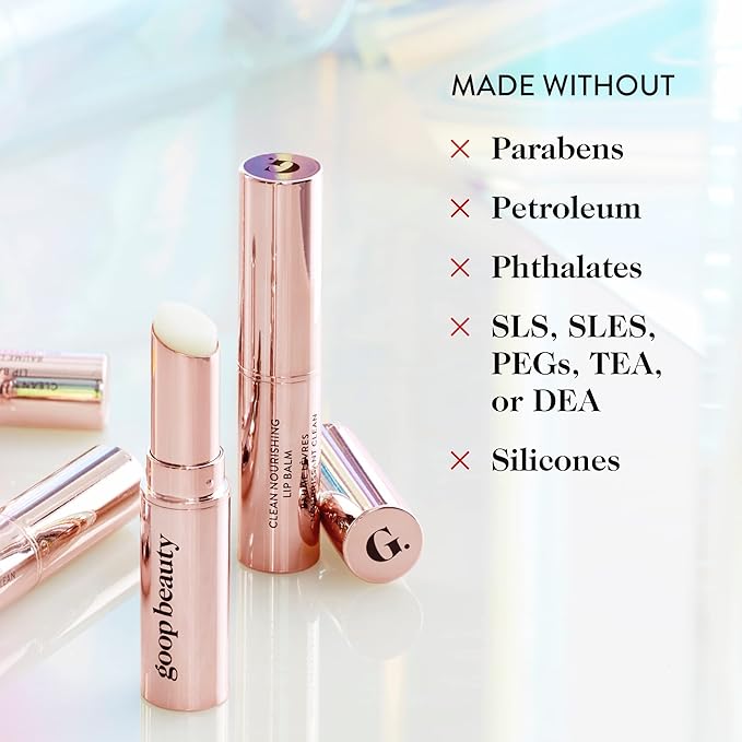 goop Beauty Clean Lip Balm | Dry Lips Treatment | Coconut Oil, Pomegranate Extract, & Shea Butter | Petroleum Free | 0.16 oz