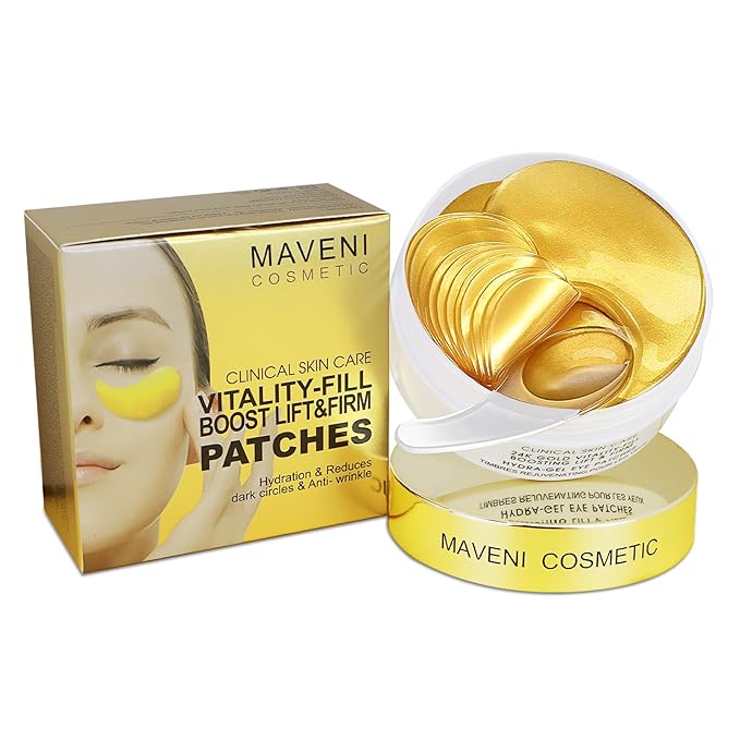 COSMETIC |24k Gold Vitality-Fill Hydra-Gel Eye Patches(30 Pairs) | Help Boosting Lift & Firm the Look of the Eye Area, Anti-Aging Under-Eye Patches