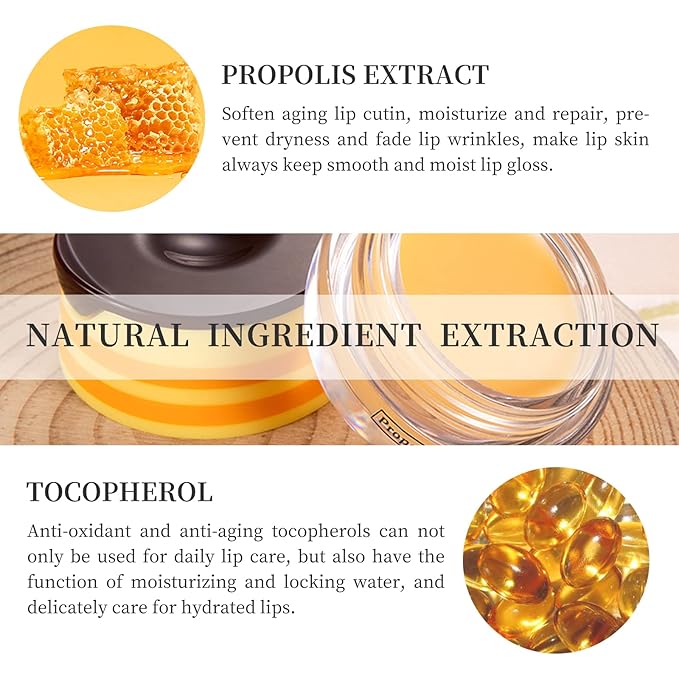 2 PCS Honey Lip Balm Pot, Honey Lip Mask, Reduces Lines, Hydrate & Moisturizing Skin Care, Prevention Dry Cracked Lips Repair Treatment