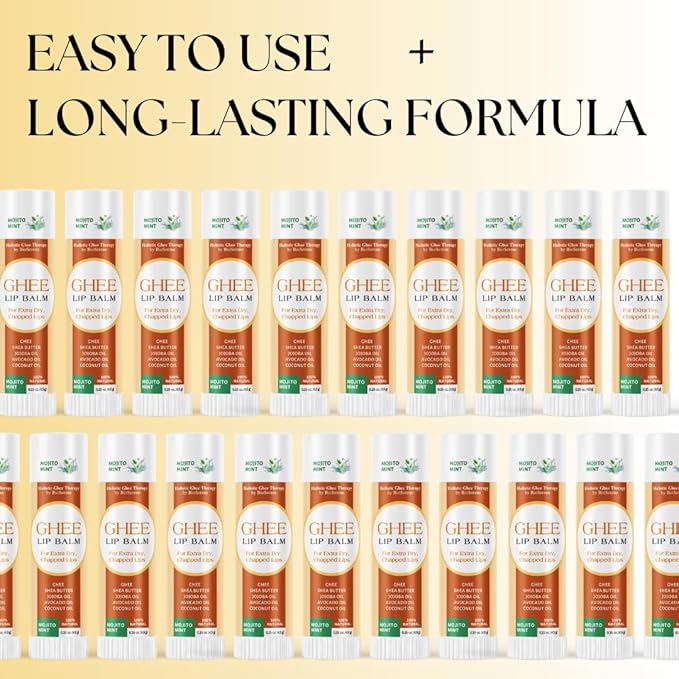 All Natural Lip Balm For Very Dry Lips | Hydrating & Moisturizing Lip Balm with Shea Butter, Ghee, Jojoba Oil, Coconut Oil | Chapped Lips & After Sun Care | BioSerene (4.5 gms/tube, Mojito Mint)