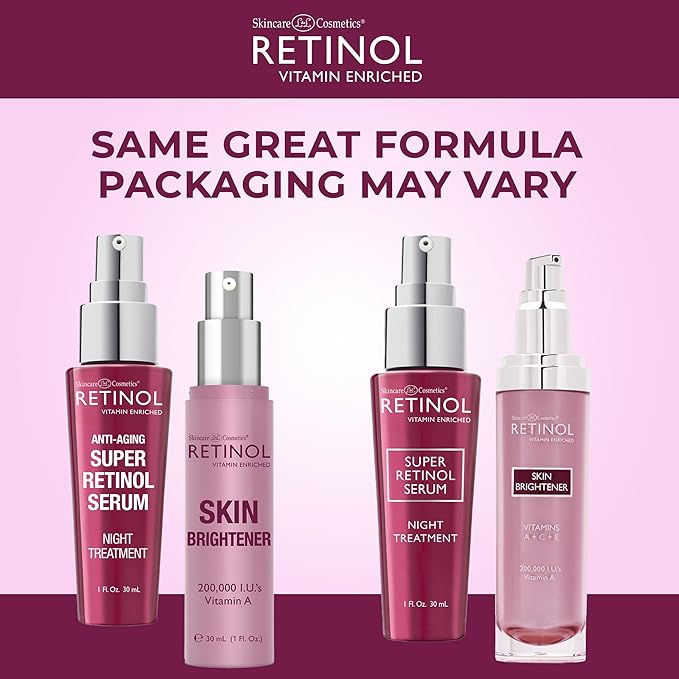 Retinol Skin Brightener – Skin Tone Corrector Smooths & Rejuvenates Face for a Healthy Glow + Retinol 6X Super Serum – Unique, Intensive Formula Accelerates Skin Renewal While You Sleep.