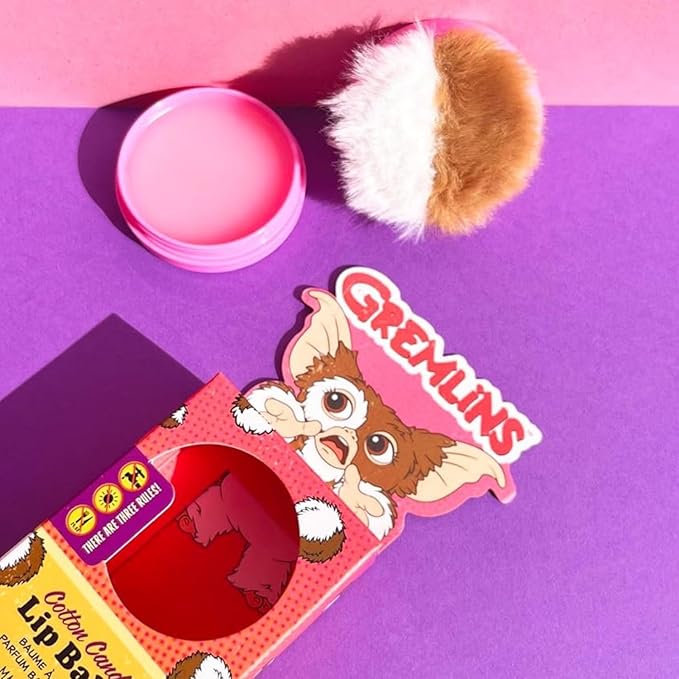 Mad Beauty Warner Brothers Gremlins Lip Balm, Cotton Candy scented, Fuzzy Lip Blam Case, Hydrate, Soften, Moisturize, Scented, Fragranced