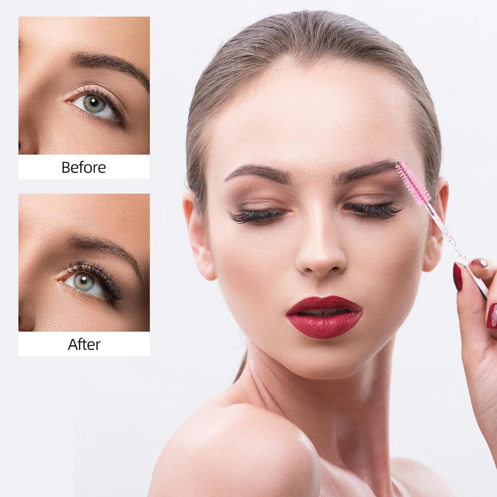 Tbestmax 1200 Disposable Mascara Wands Eyelash Brush Spoolies for Eyebrow Eye Lash Extension, Makeup Brushes Applicators Kits - Pink