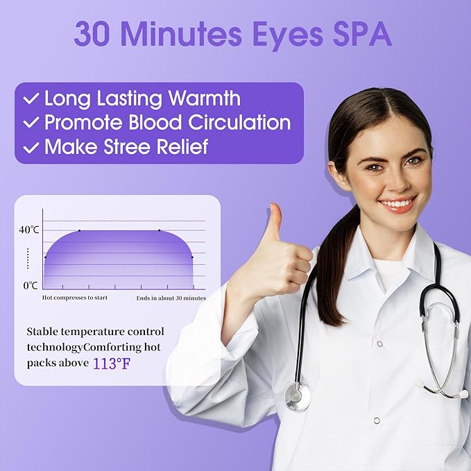 14Packs Microcurrent Heated Eye Mask for Dry Eye, Sleep Steam Eye Masks Disposable Self Heating for Warm Compress Dark Circles Puffiness Relief Fatigue Travel Essentials Gift for Women Men