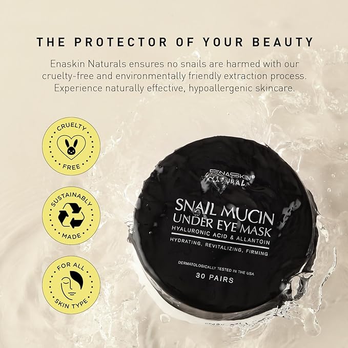 Under Eye Patches for Dark Circles: Snail Mucin Gel Masks for Puffiness Undereye Bags Wrinkles - Instant Brightening Moisturizing Skin Treatment Pads - Gift for Men and Women, 30 Pairs (White)