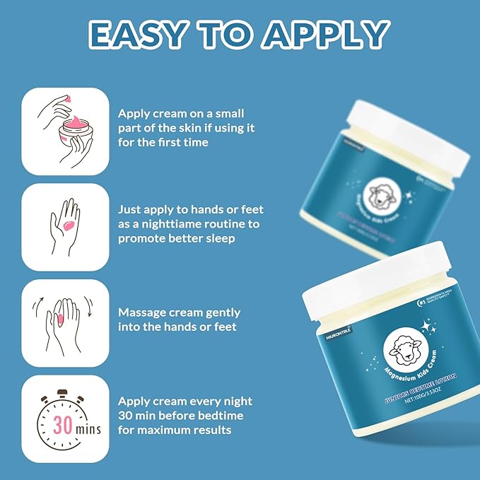 Magnesium Lotion for Kids, Magnesium Cream for Sleep, Soothing Relief & Relaxation - Topical Magnesium Cream Helps Kids Stay Calm at Bedtime and During The Night, Without Melatonin（3.53 oz）