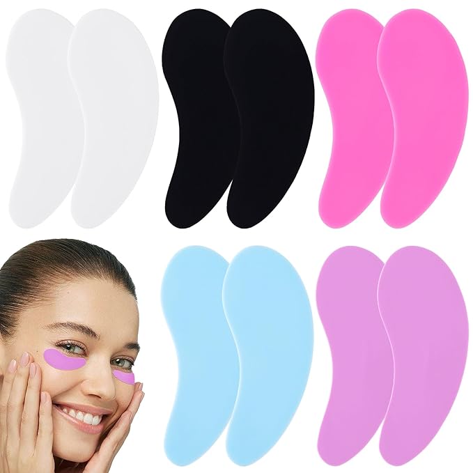 10 PCS Silicone Eye Patches Reusable, Under Eye Patches, Eye Mask for Skin Care for Reduce Wrinkles, Fine Lines and Eye Bags - Blue, Purple, White, Pink, Black - 5 Pairs