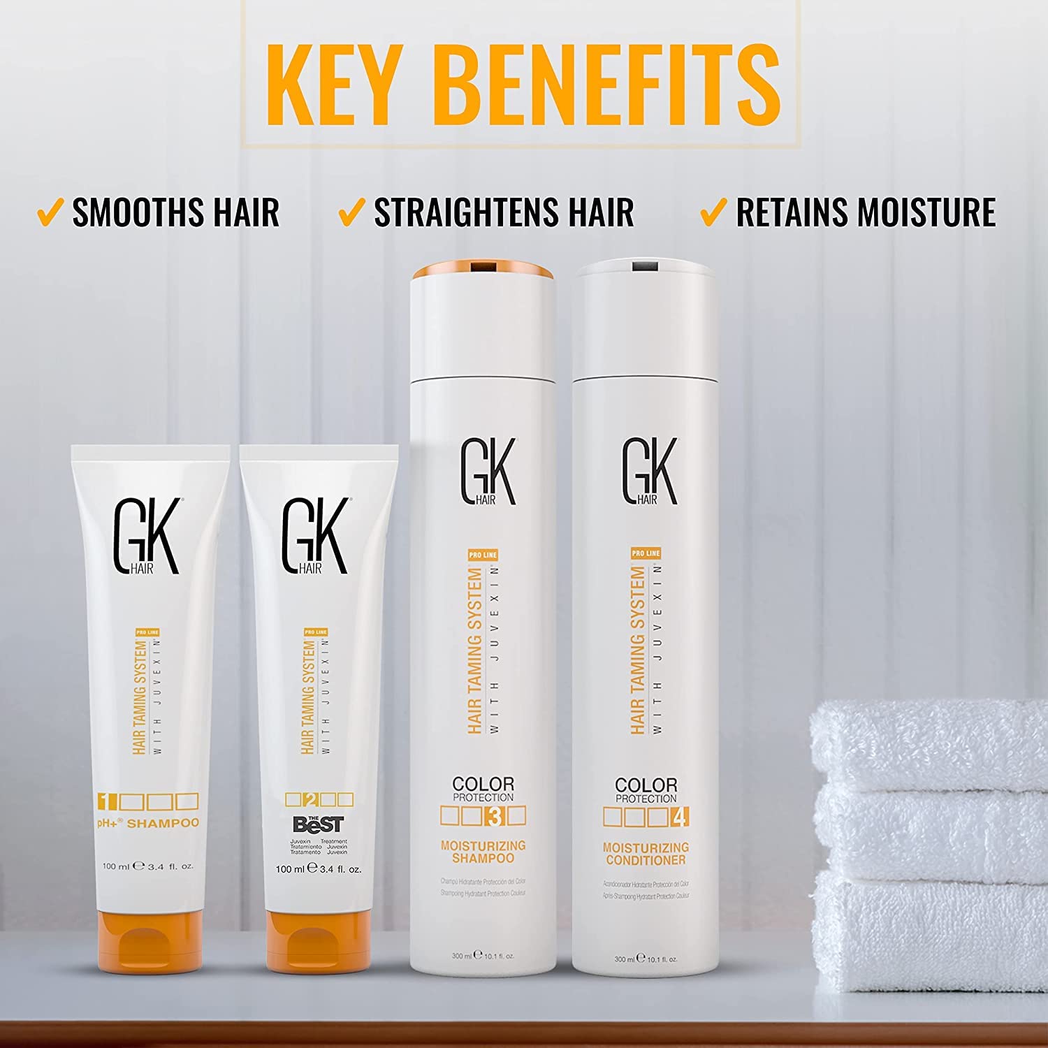 GK HAIR Global Keratin The Best Consumer Box Kit (10.1 Fl Oz/300ml) Smoothing Keratin Treatment Professional Brazilian Complex Blowout Straightening For Silky Smooth & Frizzy Hair