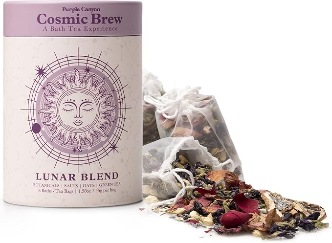 Lunar Blend Bath Tea by Purple Canyon | 3 Relaxing Bath Soaks with Lavender, Green Tea, Epsom Salt, and Essential Oils | Skin Care Gifts for Women