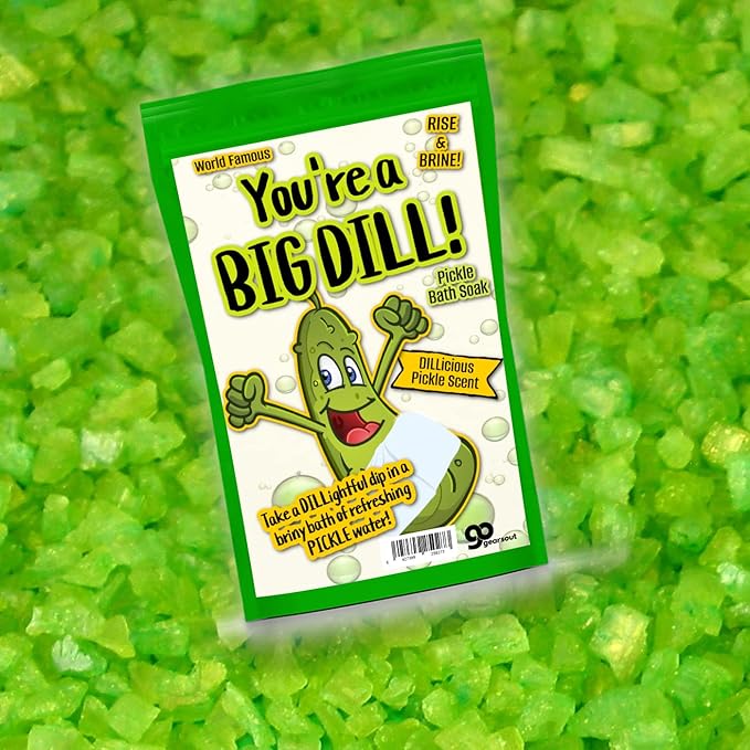 Big Dill Pickle Bath Soak - Fresh Dill Pickle Scent Bath Salts for Kids - Weird Spa Gift for Pickle Lovers, Funny Christmas Stocking Stuffers, Unisex Grab Bags, Easter Gift Baskets