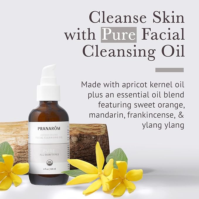 Pranarom - Pure Facial Cleansing Oil (4oz / 120ml) - 100% Pure & Natural Essential Oil Facial Cleanse for Makeup & Impurity Removal