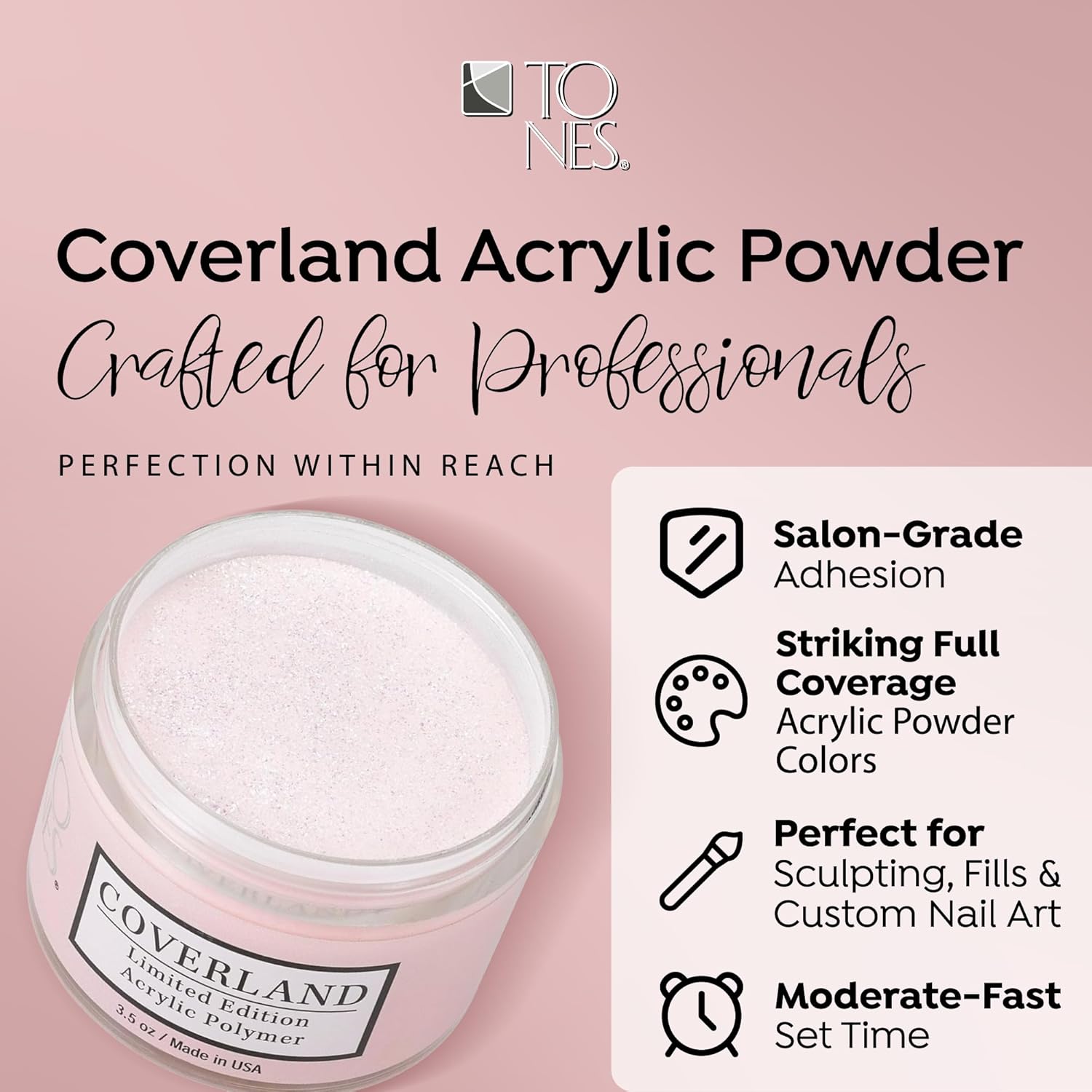 TONES Coverland Acrylic Powder | Petite Goyave | 3.5Oz | Limited Edition | Professional Nail Enhancement | Strong - Long Lasting Formula | Bubble Free Finish