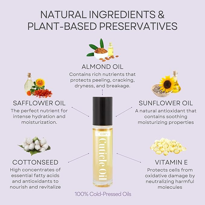 C CARE Sweet Almond Roll-On Cuticle Oil | Natural Revitalizing Hydrating Nail Oil For Repaired Cuticles Overnight | Remedy For Damaged Skin And Thin Nails | Paraben Cruelty Free Formula | 10ml