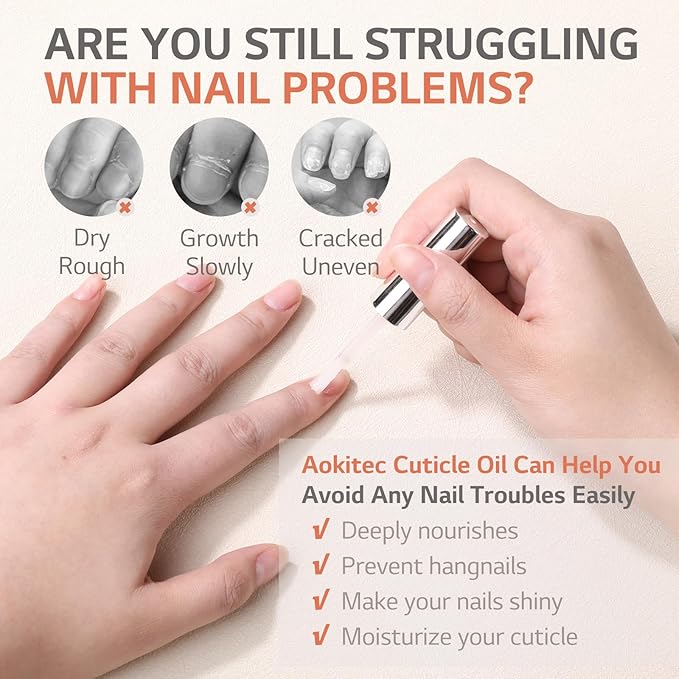 Aokitec Natural Cuticle Oil - Milk & Honey Flavor Cuticle Oil for Nail Growth and Strengthener with Vitamin E Repair Damaged Skin and Thin Nails Moisturizes Cuticle & Overnight Cuticle Softene