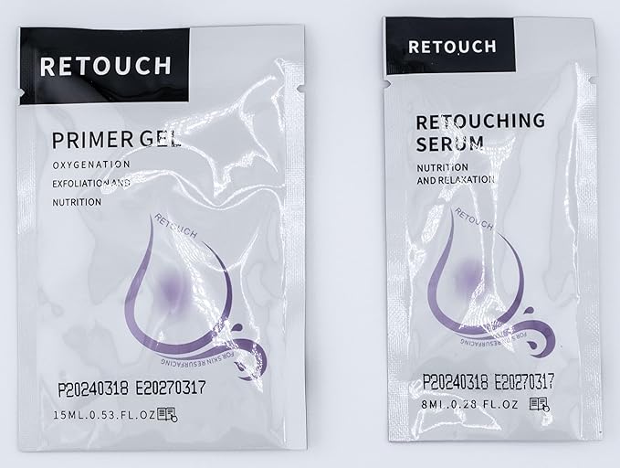 Retouch - Oxygen Facial CO2 Therapy, Home Facial, 6 Pods + 6 Primer Gel + 6 Serum After Treatment (New Formula Less Foam)